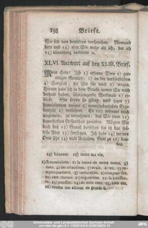 XLVI. Antwort auf den XLIII. Brief.