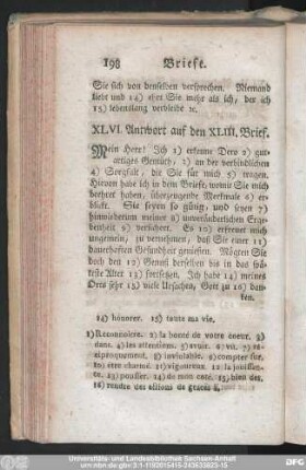 XLVI. Antwort auf den XLIII. Brief.