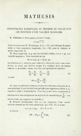 DÉMONSTRATION ÉLÈNTAIRE DU THÉORÈME DE TAYLOR POUR LES FONCTIONS D´UNE VARIABLE IMAGINAIRE.