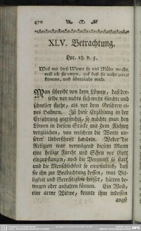 XLV. Betrachtung. Luc. 18. v. 5.