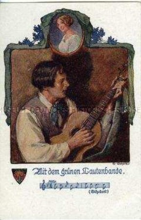 Liedillustration; Postkarte des Deutschen Schulvereins, Nr. 696