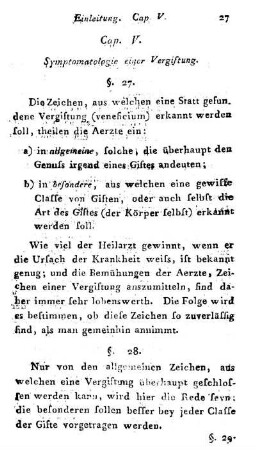Cap. V. Symptomatologie einer Vergiftung.