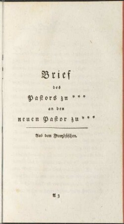 Brief des Pastors zu *** an den neuen Pastor zu ***