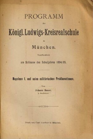 Napoleon I. und seine militärischen Proklamationen