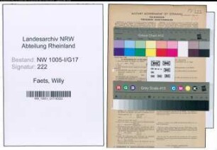 Entnazifizierung Willy Faets , geb. 25.03.1919 (Angestellter)
