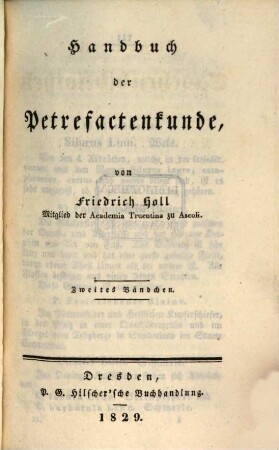 Handbuch der Petrefactenkunde. 2