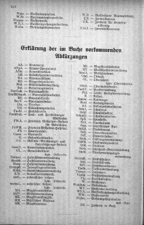 Erklärung der im Buche vorkommenden Abkürzungen