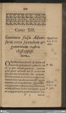 Caput XIII. Continens falsa Adversarii, circa secundum argumentum nostrae thesi oppositum