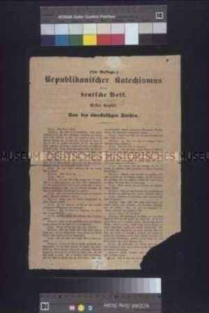 Flugblatt: Republikanischer Katechismus für das deutsche Volk; undatiert