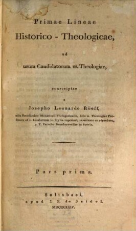 Primae Lineae historico-theologicae, 1. (1824)