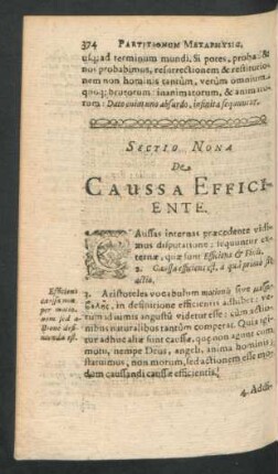 Sectio Nona. De Caussa Efficiente.