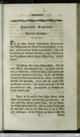 Zweites Kapitel. Von den Ursachen