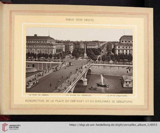 Paris, rive droite. Perspective de la Place du Châtelet et du Boulevard de Sébastopol