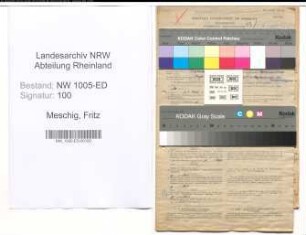Entnazifizierung Fritz Meschig , geb. 15.05.1904 (Lehrer)