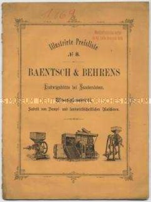 Illustrirte Preisliste No 8. BAENTSCH
