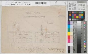 Arnsberg, Amtsgericht, Altbau, Nordflügel, Grundriss, Erdgeschoss und Souterrain