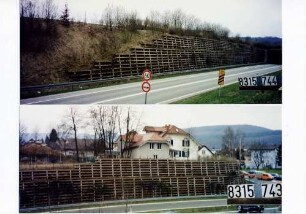 Umgehung Lauchringen, Heidenäckertunnel, Raumgitterwand westlich des Heidenäckertunnels.