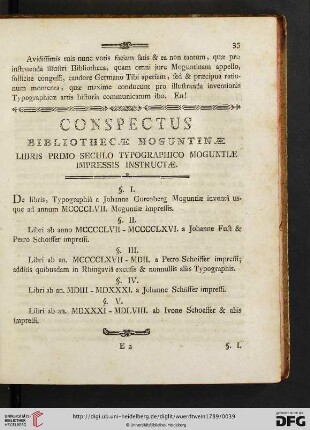 Conspectus Bibliothecae Moguntinae