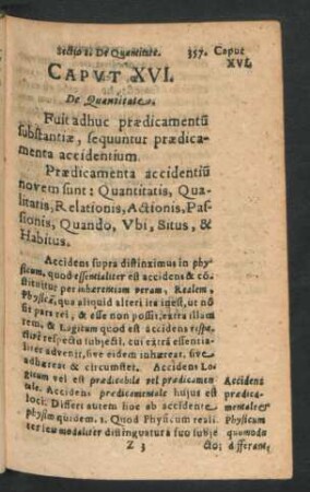 Caput XVI. De Quantitate.