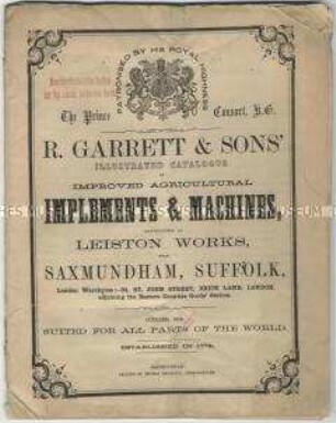 Katalog über landwirtschaftliche Maschinen von der Firma R. Garrett und Sons in England
