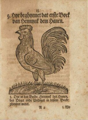 Hyr beghynnet dat erste Boek van Hennynk dem Hanen.