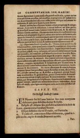 Caput VII. De Eclipsi Solis [et] Lunae.