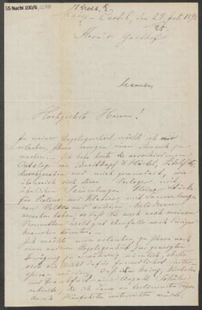 Brief an B. Schott's Söhne : 24.07.1892