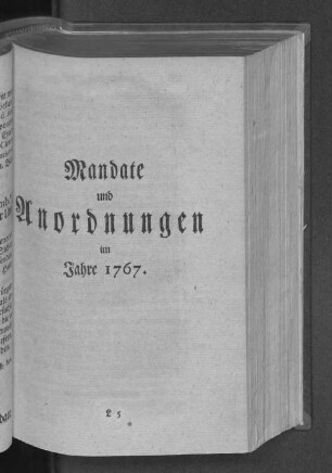 Mandate und Anordnungen im Jahre 1767.