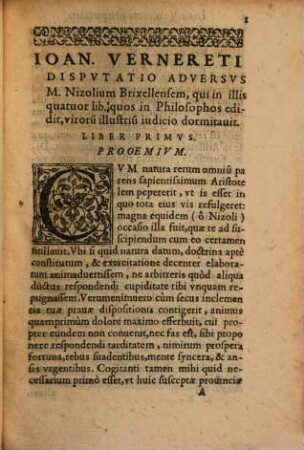 Ioannis Vernereti Disputatio adversus Marium Nizolium
