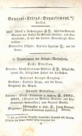 1) Departement der Kriegs-Verfassung.