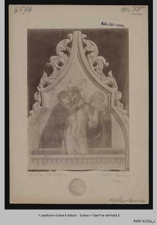 Thronende Madonna mit Kind umgeben von Heiligen