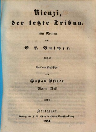 Rienzi, der letzte Tribun : Ein Roman, 4