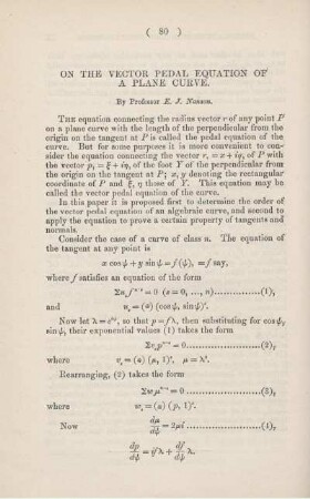 On the vector pedal equation of a plane curve.