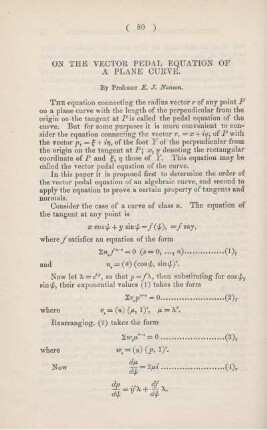 On the vector pedal equation of a plane curve.