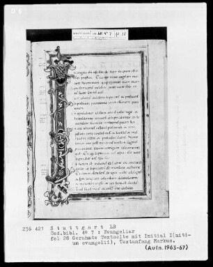 Evangeliar — Initiale I (nitium evangelii), Folio 28recto