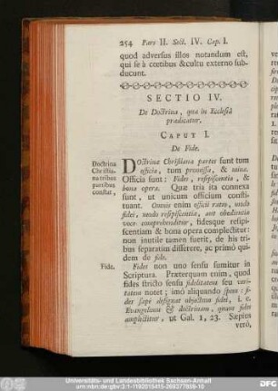 Sectio IV. De Doctrina, quae in Ecclesiâ praedicatur.