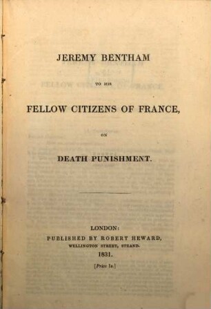 To his fellow citiziens of France, on death punishment