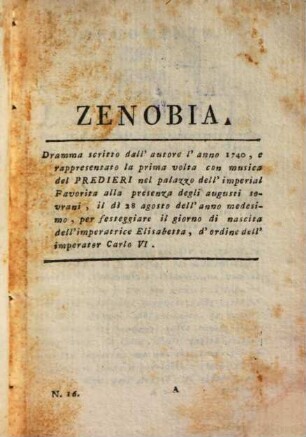 Opere. [6,1], Opere ; 16. Zenobia