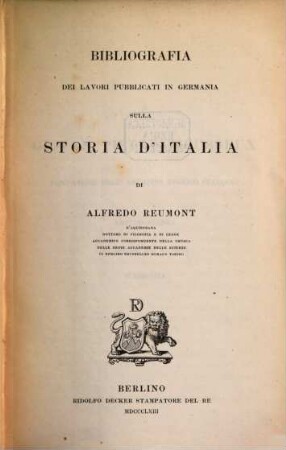 Bibliografia dei lavori pubblicati in Germania sulla storia d'Italia
