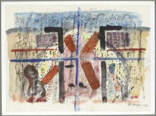 Landschaft mit Warnkreuz