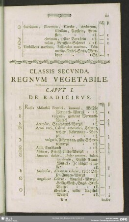 Classis Secunda. Regnum Vegetabile