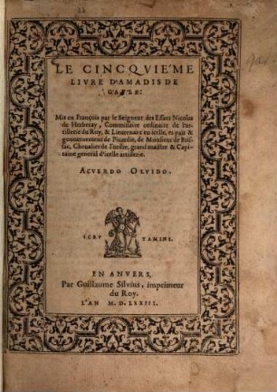 Le ... Livre D'Amadis De Gavle, 5. Le Cinquième Livre D'Amadis De Gavle