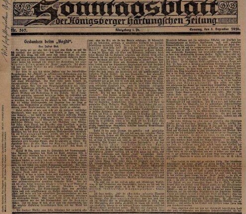 Kritik aus Sonntagsblatt der Königsberger Hartungschen Zeitung (03.12.1916)