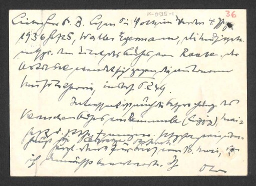 [Postkarte von Otto Selz an Julius Bahle vom 25. Mai 1936]