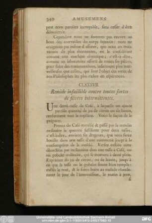 CLXXXVII. Remède infaillible contre toutes sortes de fièvres intermittentes.