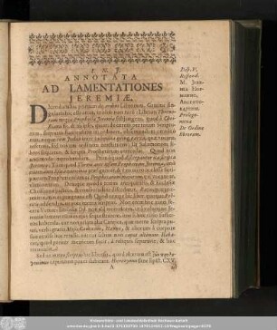 Annotata Ad Lamentationes Ieremiae.