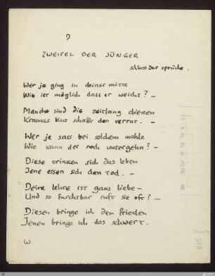Zweifel der Jünger : [SW IX: h5]; [SW IX, S. 88/168]