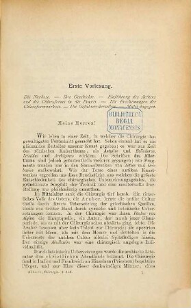 Lehrbuch der Chirurgie und Operationslehre : Vorlesungen für praktische Ärzte und Studirende, 1. Die chirurgischen Krankheiten des Kopfes und Halses