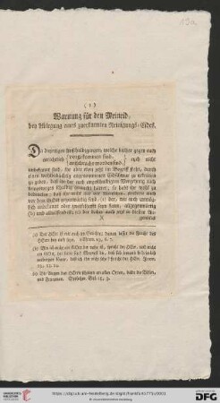 Warnung für den Meineid, bey Ablegung eines zuerkannten Reinigungs-Eides : [vom 29. Jun. 1775]