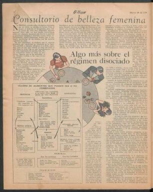 Consultorio de belleza femenina : Algo más sobre el régimen disociado